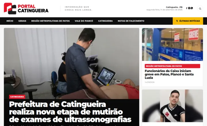 Página pública do Portal Catingueira